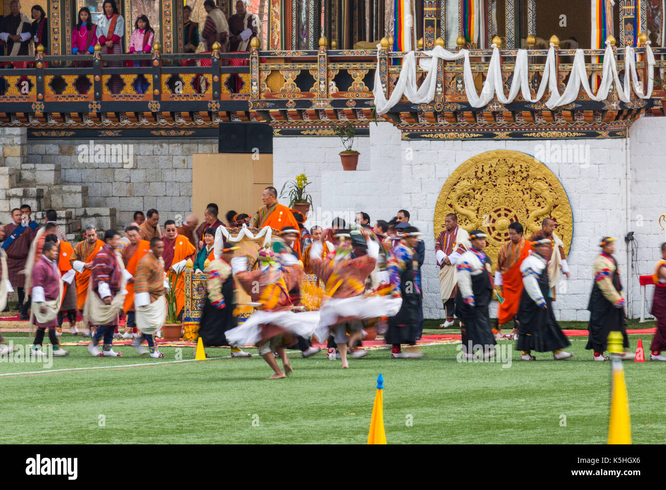 Des Königs Geburtstag Feier am Changlimithang Stadion in Thimpu, Bhutan Stockfoto