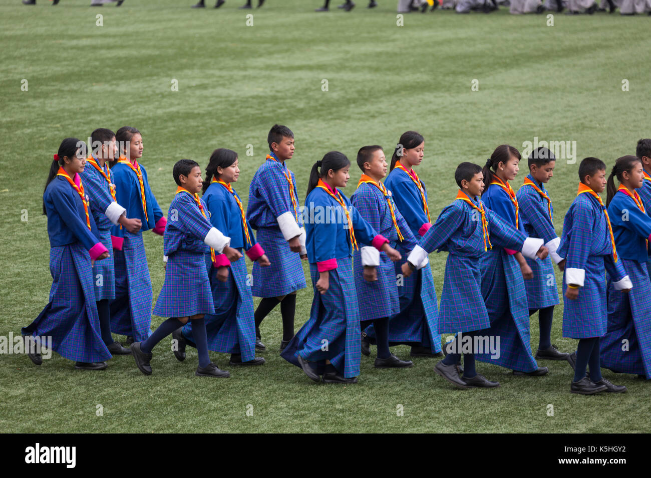 Des Königs Geburtstag Feier am Changlimithang Stadion in Thimpu, Bhutan Stockfoto