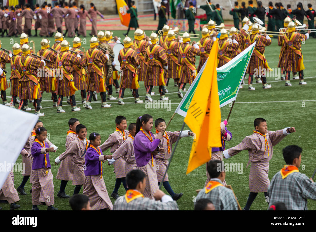 Des Königs Geburtstag Feier am Changlimithang Stadion in Thimpu, Bhutan Stockfoto