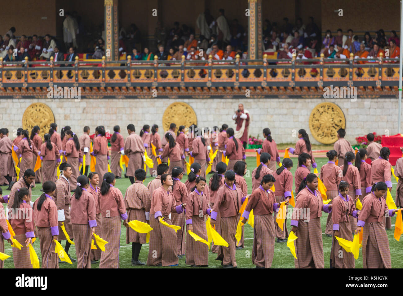 Des Königs Geburtstag Feier am Changlimithang Stadion in Thimpu, Bhutan Stockfoto