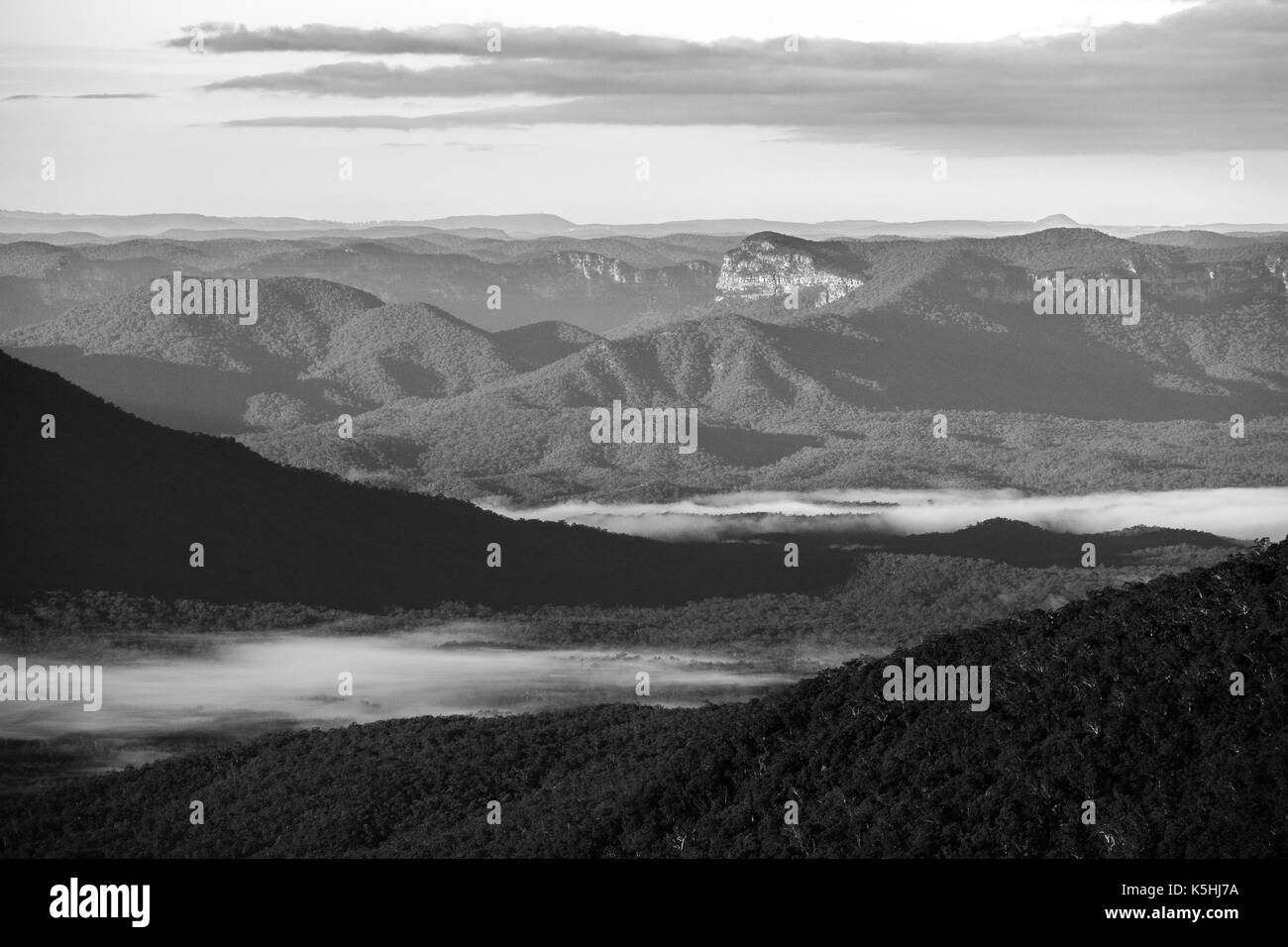 Blue Mountains Sunrise von Sublime Point Stockfoto