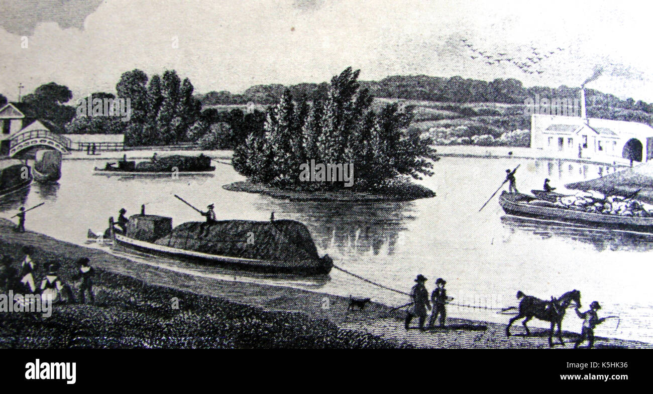 1828 Regent's Canal, Paddington, London Mit canal Boote und Kähne Stockfoto