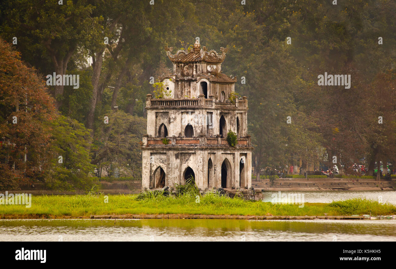 Dragon, Fisch, Wand Skulptur, Tempel des Jade Mountain (Ngoc Son Tempel), Jade Island, Hanoi, Vietnam Stockfoto