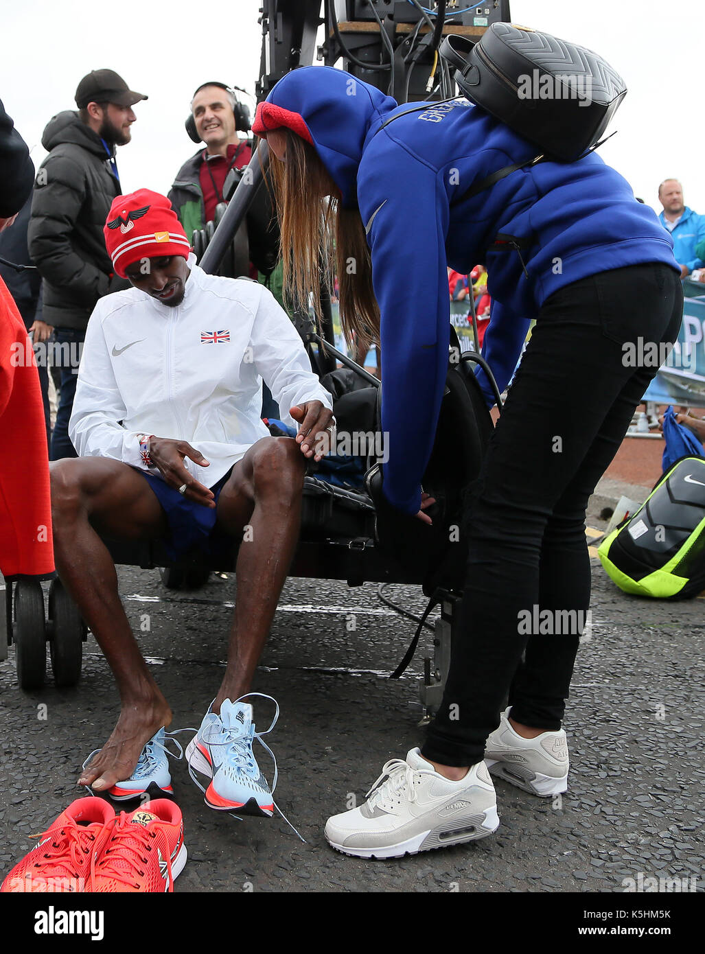 Großbritanniens Mo Farah, nachdem er Elite Rennen der Männer während der Great North Run in Newcastle. Stockfoto