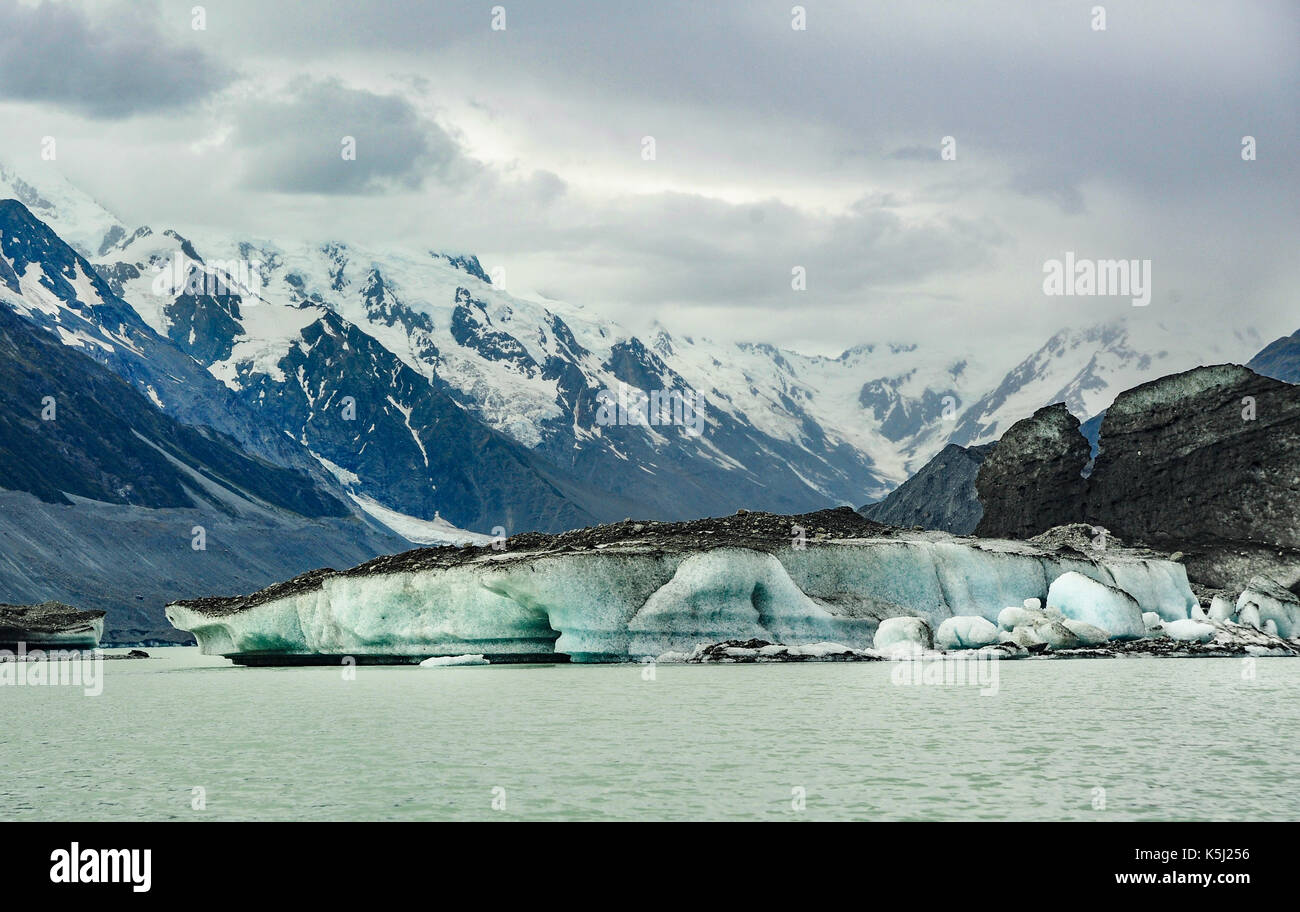 Tasman Gletscher am Mount Cook in Neuseeland Stockfoto