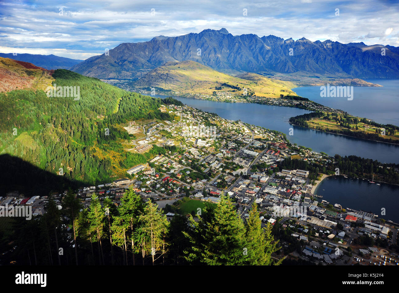 Mit Blick auf Queenstown Landschaft in Neuseeland. Stockfoto