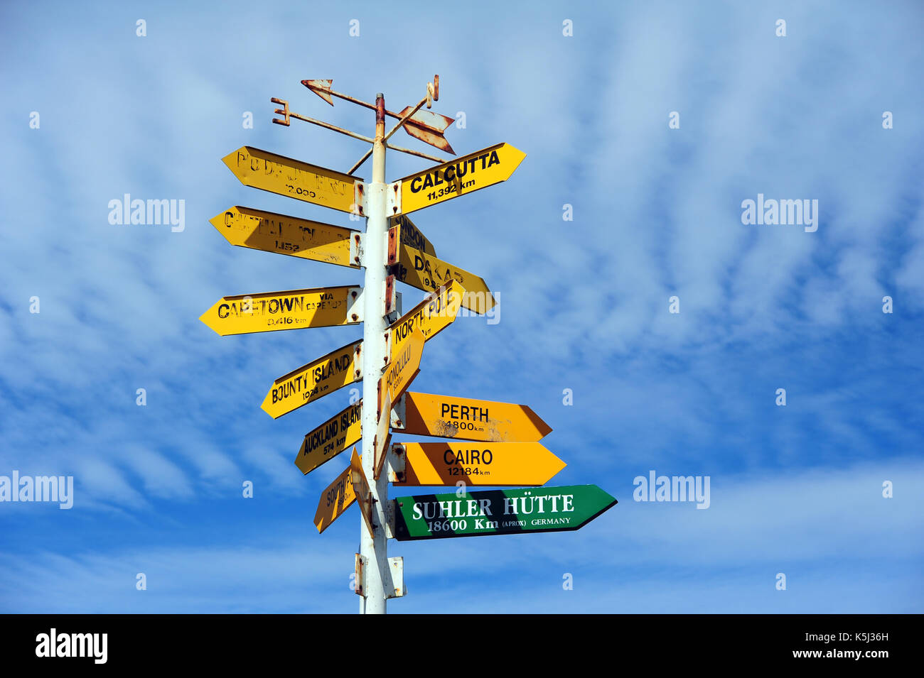 Wegweiser in Queenstown, Neuseeland. Stockfoto