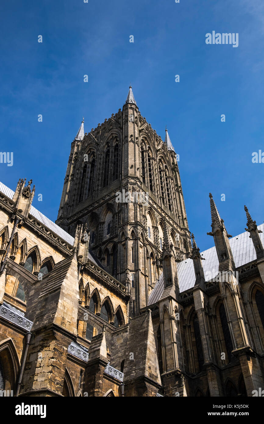 Die Kathedrale von Lincoln in Lincoln City Centre, Lincolnshire, England, Großbritannien Stockfoto