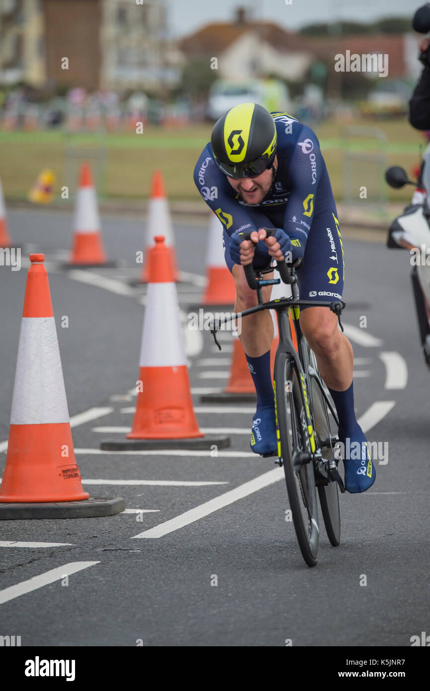 Lukas Durbridge, Orica Scott, Tour durch Großbritannien Radrennen Stufe 5 timetrial in Clacton-on-Sea, Großbritannien Stockfoto