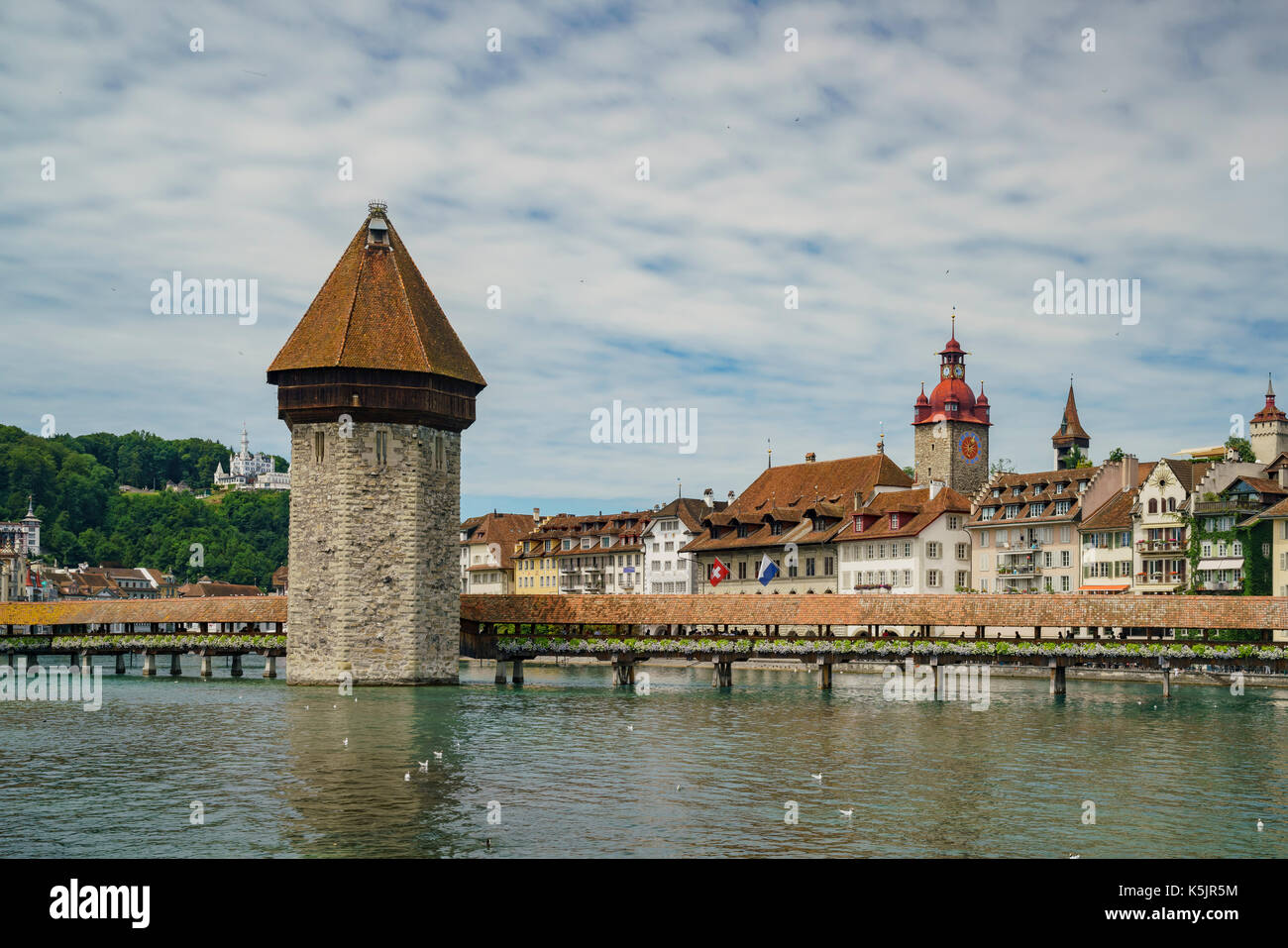 Die schöne Kapelle Brücke und Stadtbild bei Luzern, Schweiz Stockfoto