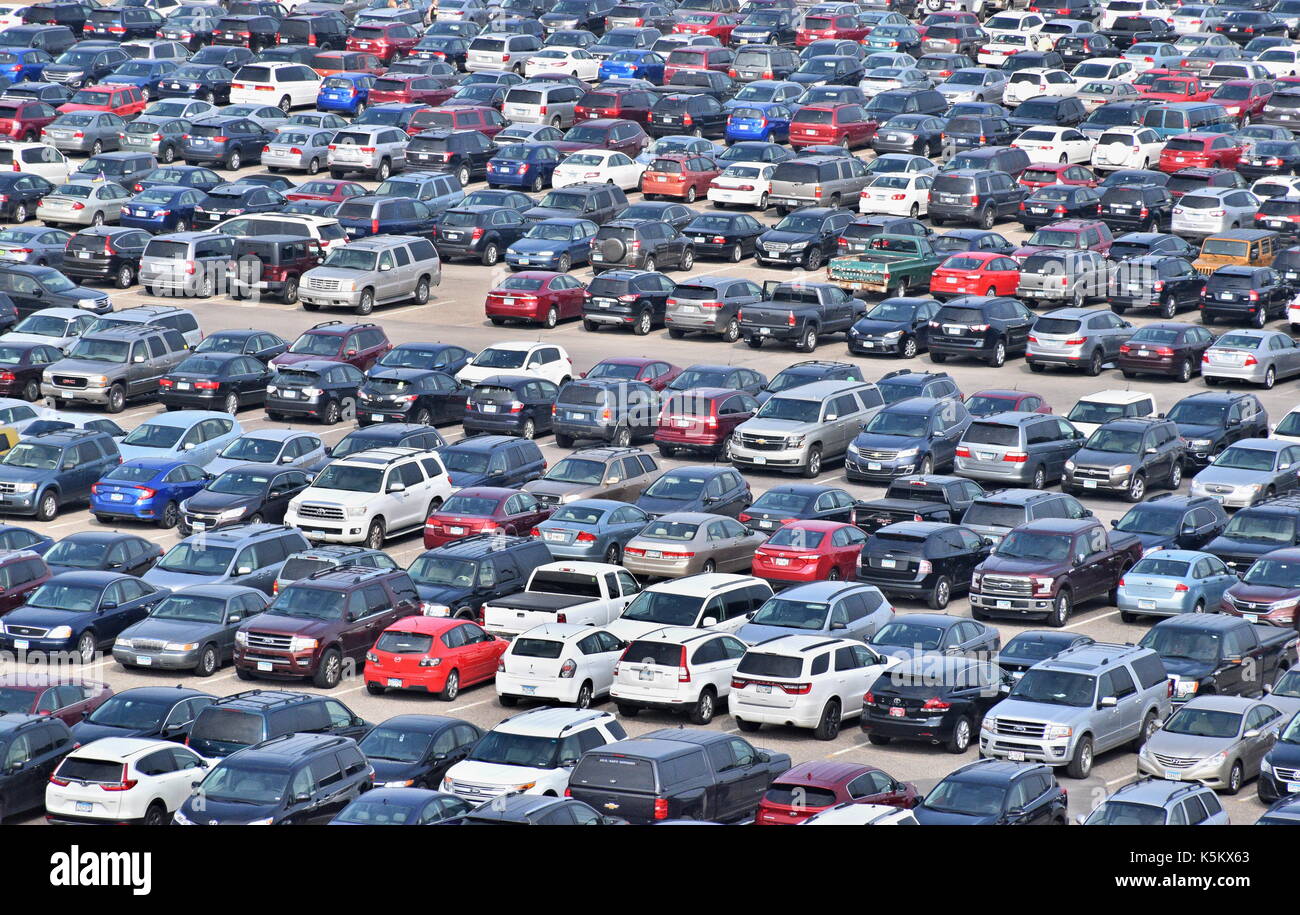 1. SEPTEMBER 2017 - Minneapolis, MN: Blick auf die Parkplätze rund um die Mall of America in Minneapolis, MN Stockfoto