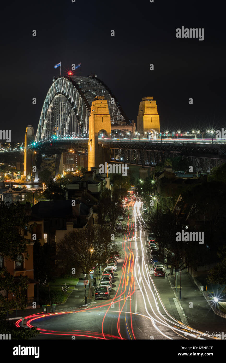 Fantastische Harbour Bridge Bei Nacht Stockfoto