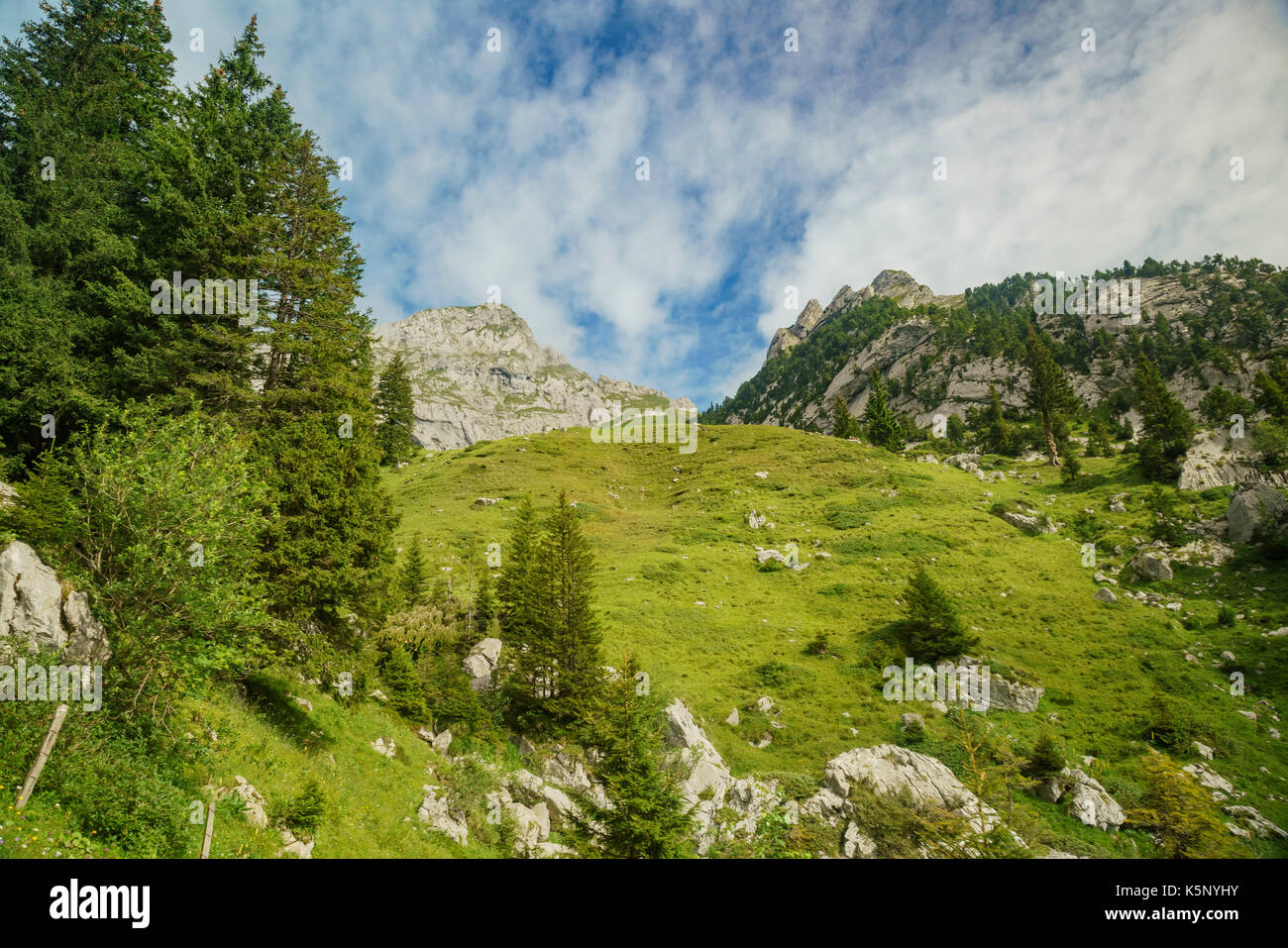 Blick von der speziellen Zug klettern bis zum Pilatus, Luzern, Schweiz Stockfoto