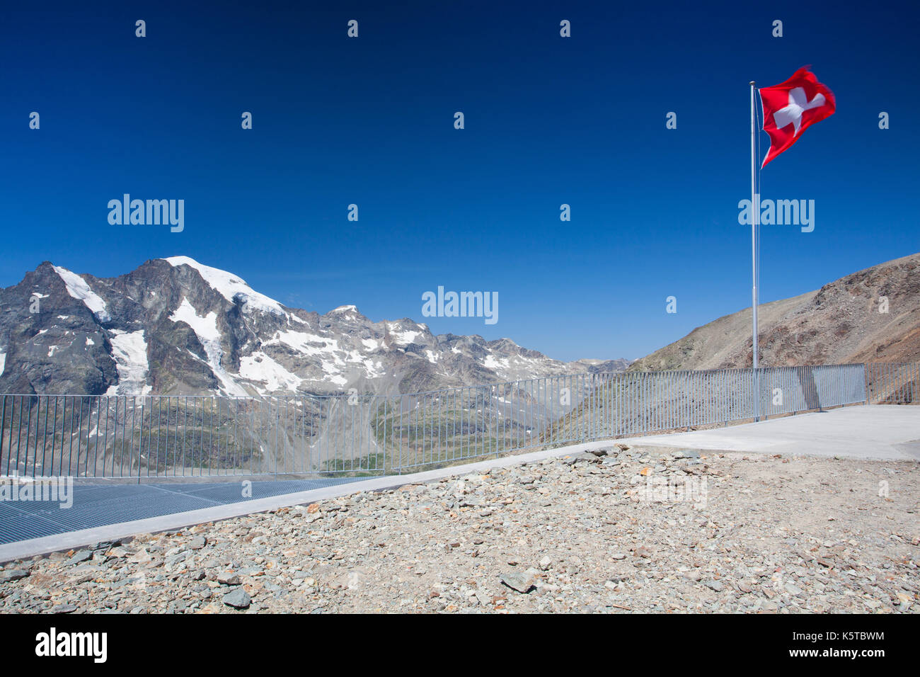 Blick von der Diavolezza auf die Berge und Gletscher, Schweiz Stockfoto