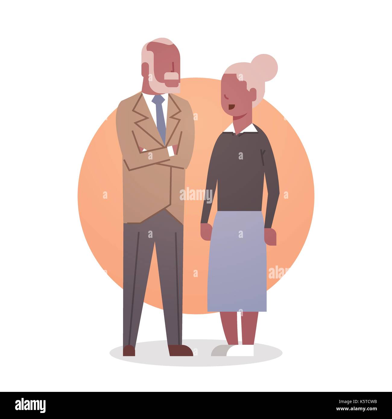 Älterer Mann und Frau Afrikanische amerikanische Paar Großmutter und Grandfathr graue Haare Symbol volle Länge Stock Vektor