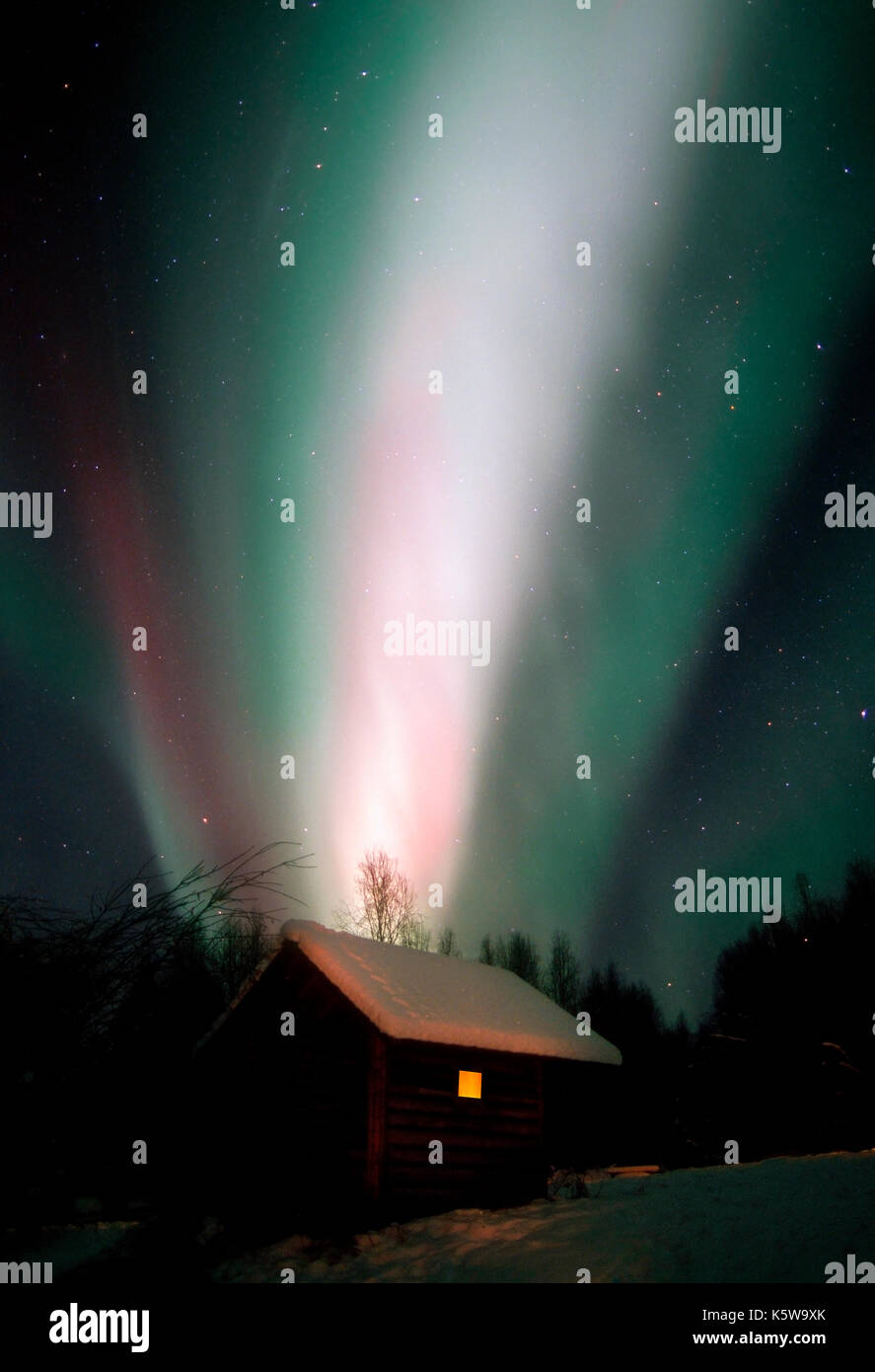 Aurora Borealis; Northern Lights; Celestial; Himmel; natürliche Phänomene; Alaska; Winter Stockfoto
