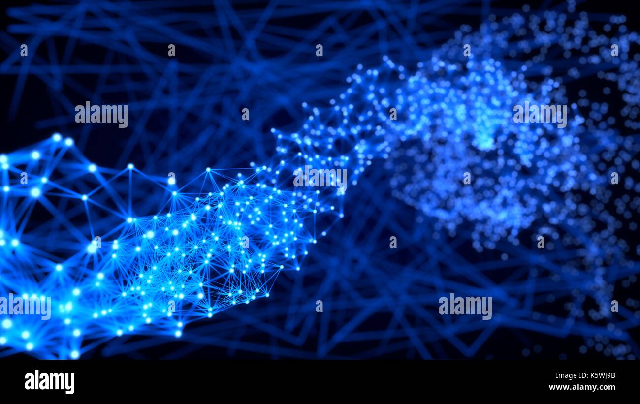 Verbunden Teilchen. Geeignet für Wissenschaft, Wirtschaft und Technologie Themen. 3D-Darstellung. Stockfoto