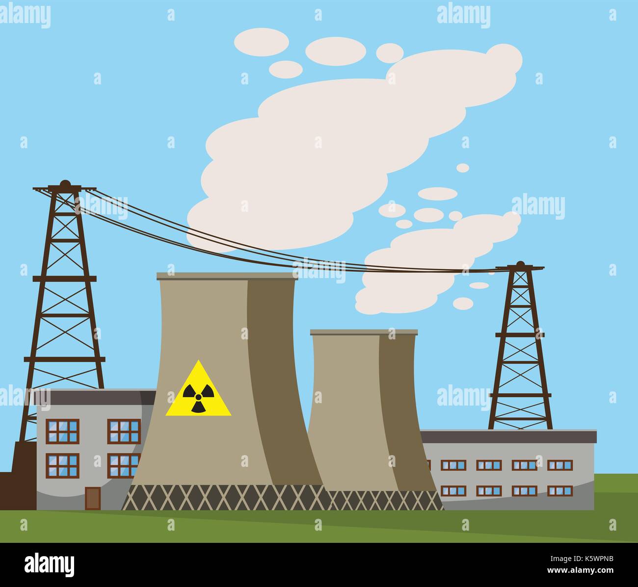 Nuclear Power Plant Symbol, Cartoon-Stil Stock-Vektorgrafik - Alamy