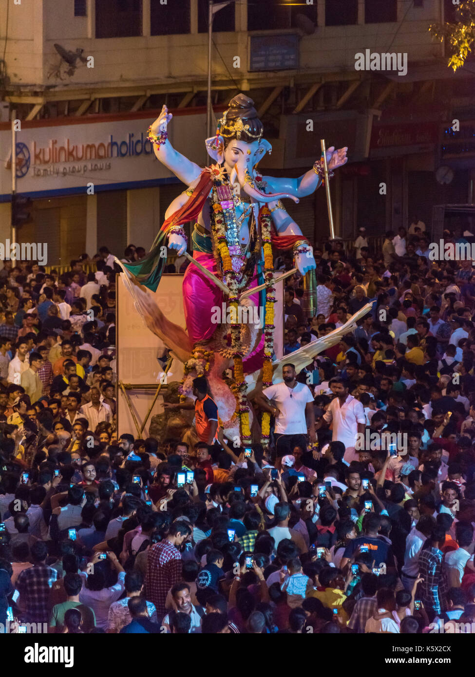 Letzten Tag Eintauchen in die Prozession von Ganesh Festival 2017, Mumbai, Indien Stockfoto