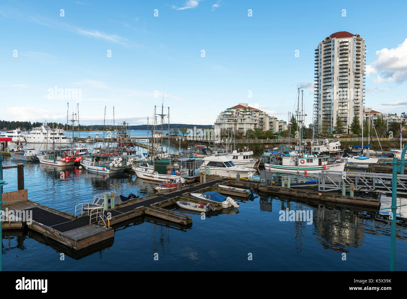 Eine horizontale Ansicht von Nanaimo Hafen Stockfoto