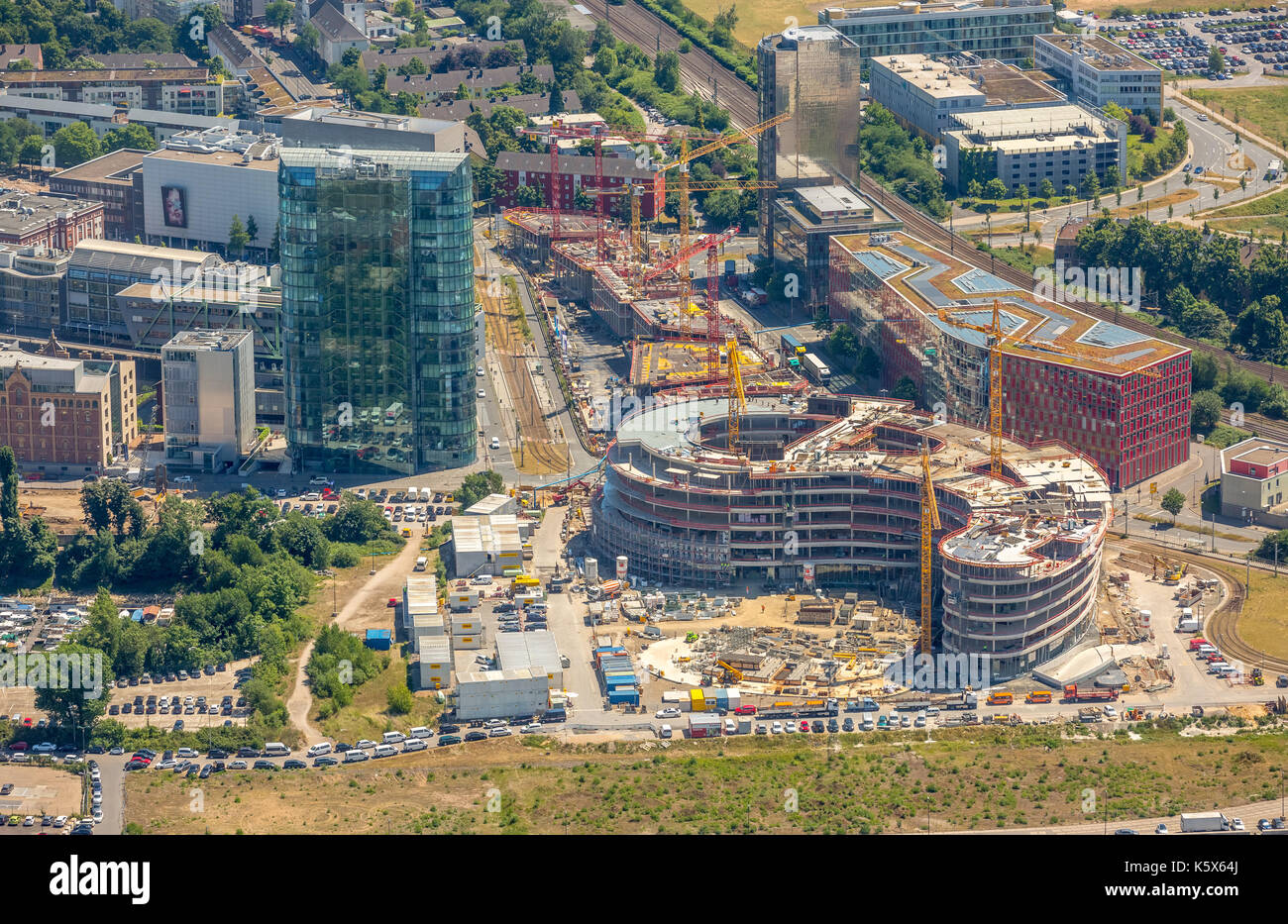 Baustelle für den Neubau der trivago-Zentrale in der Kesselstraße von Ed. Züblin AG im Medienhafen Düsseldorf im Norden Stockfoto