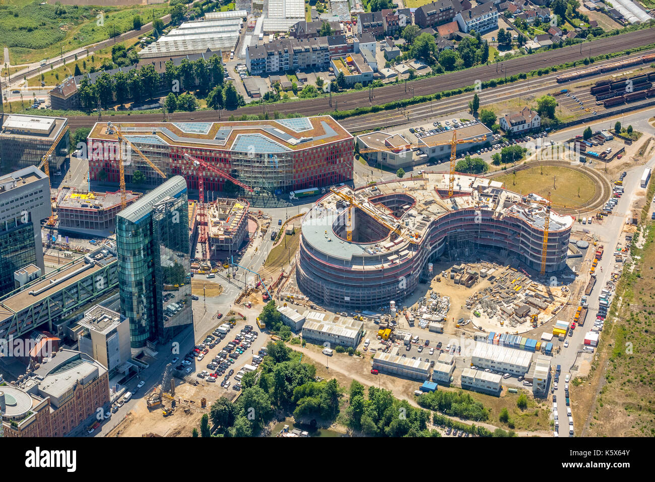 Baustelle für den Neubau der trivago-Zentrale in der Kesselstraße von Ed. Züblin AG im Medienhafen Düsseldorf im Norden Stockfoto