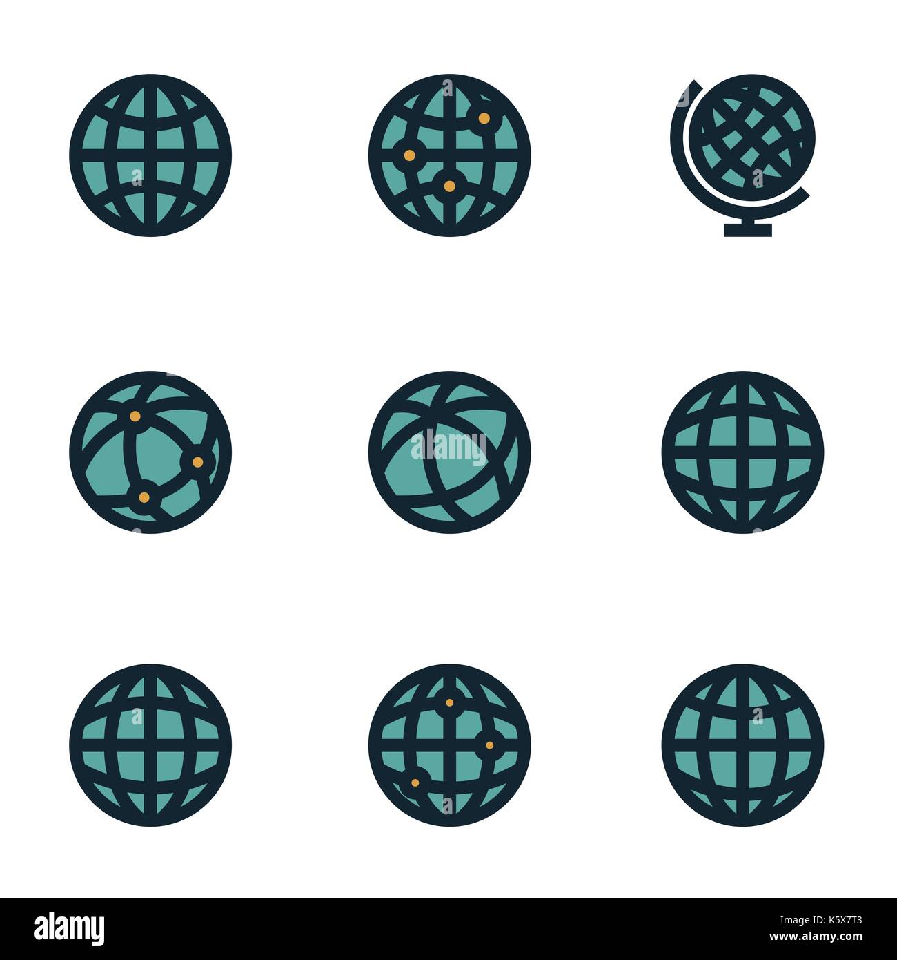 Vektor-flache Welt Karte Icons set auf weißem Hintergrund Stock Vektor