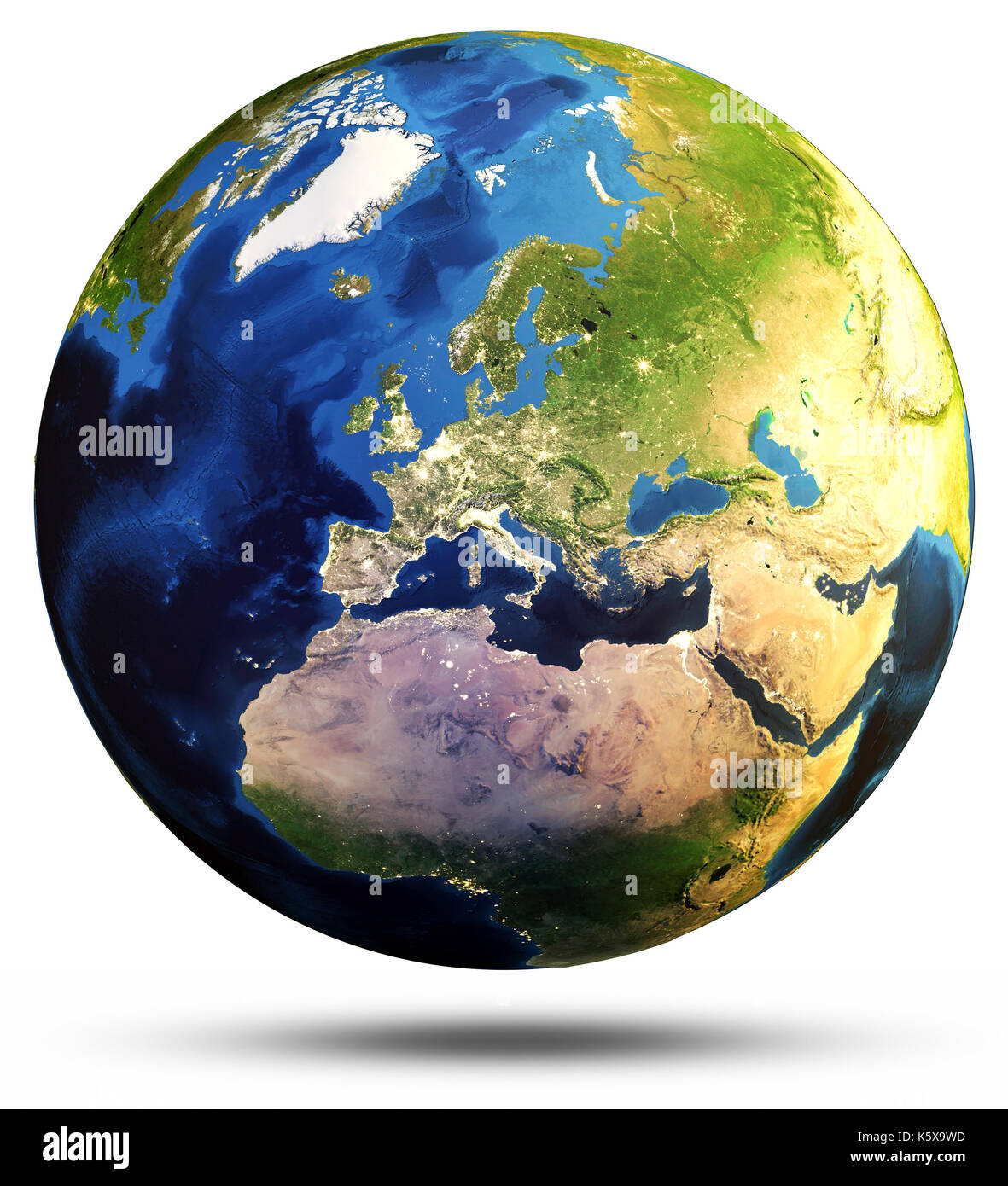Erde Kugel Map 3D-Rendering Stockfoto