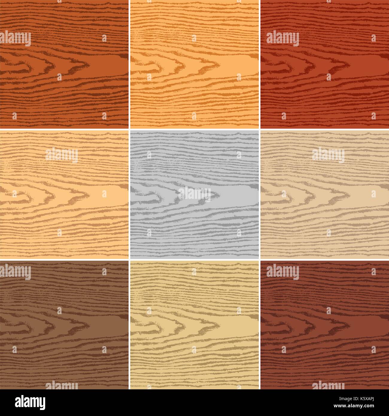 9 Farben Holz Textur Hintergrund. Leere natürlichen Muster muster Vorlage. Leere realistische Plank mit jährlichen Jahre kreisen. Hintergrund Größe quadratischen Format. Stock Vektor