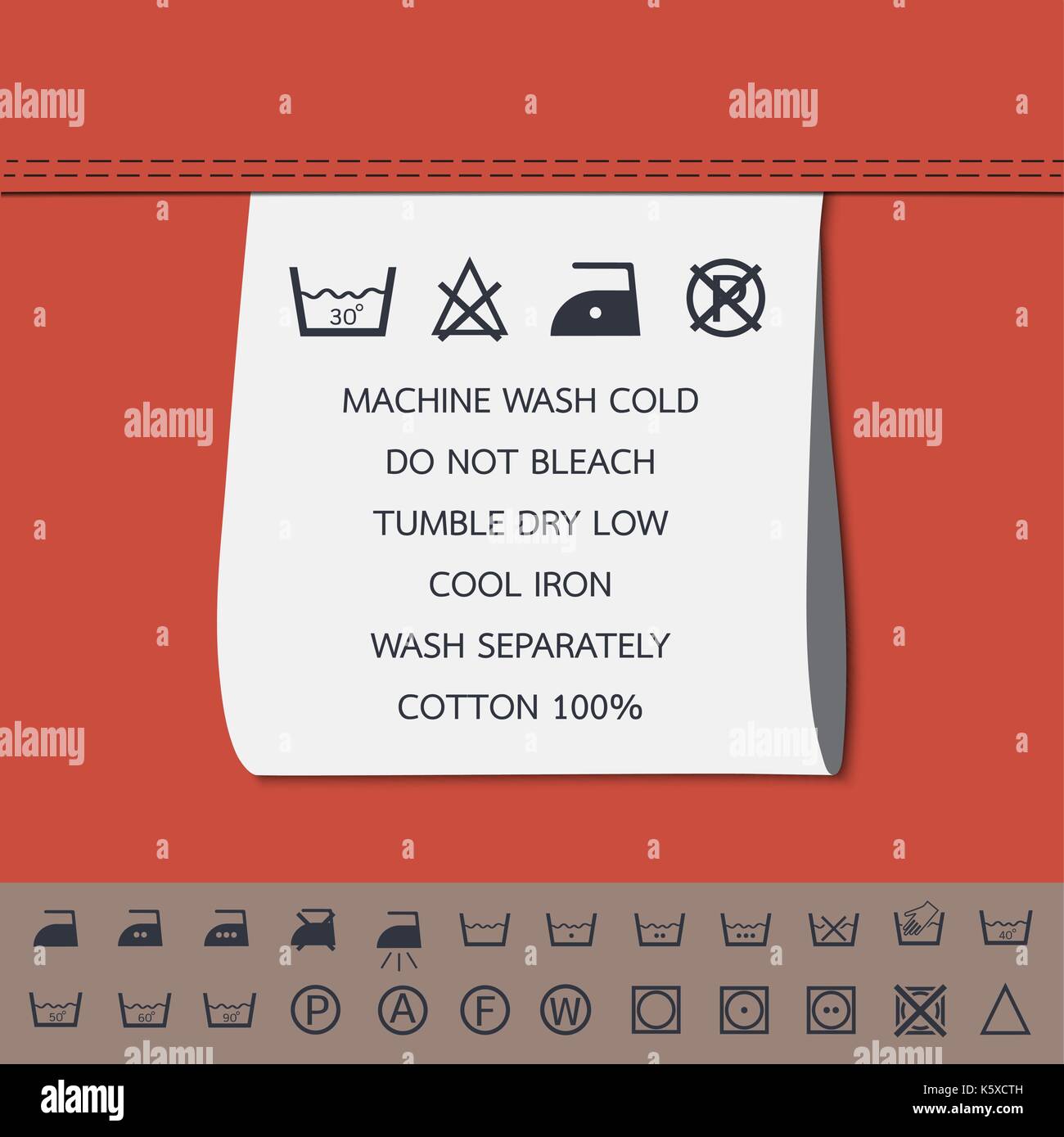 Kleidung Aufkleber und waschen Symbol Stock Vektor