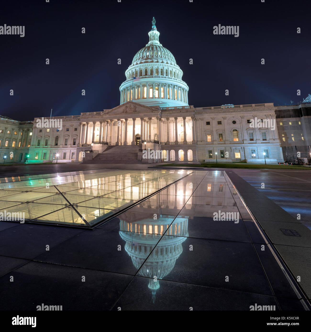 Washington DC, US Capitol Gebäude bei Nacht, USA. Stockfoto