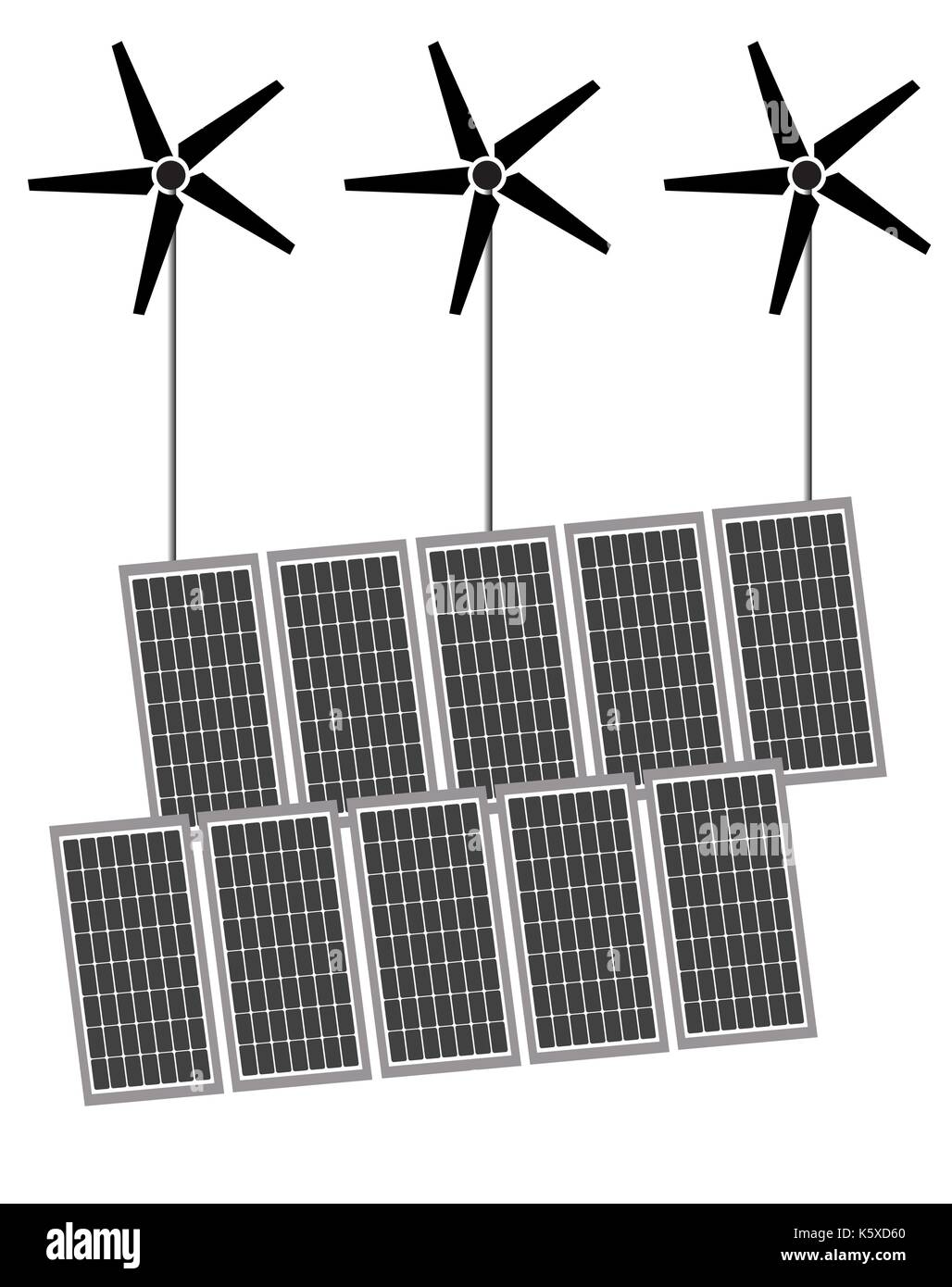 Sonnenkollektoren und Turbine isoliert Stock Vektor
