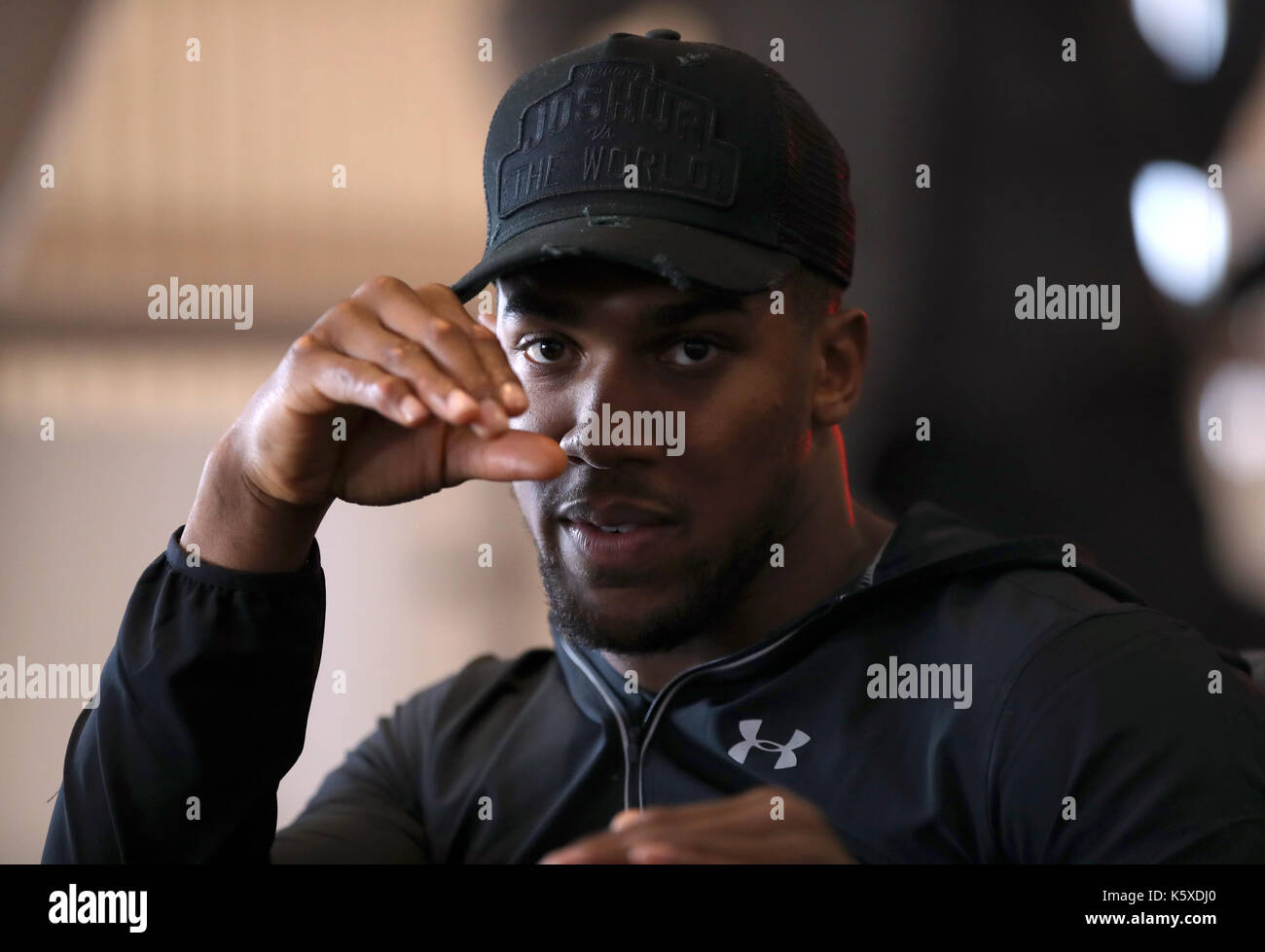 Anthony Joshua während der Pressekonferenz im Fürstentum Stadium, Cardiff. Stockfoto