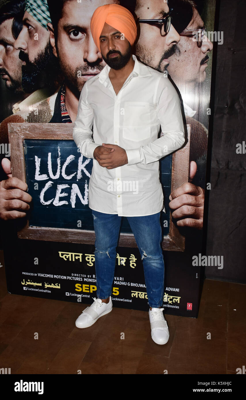 Mumbai, Indien. 10 Sep, 2017. Indischen punjabi Sänger & Schauspieler Gippy Grewal Pose an der Special Screening des Films Lucknow Zentrale bei Lightbox in Mumbai. Credit: Azhar Khan/Alamy leben Nachrichten Stockfoto