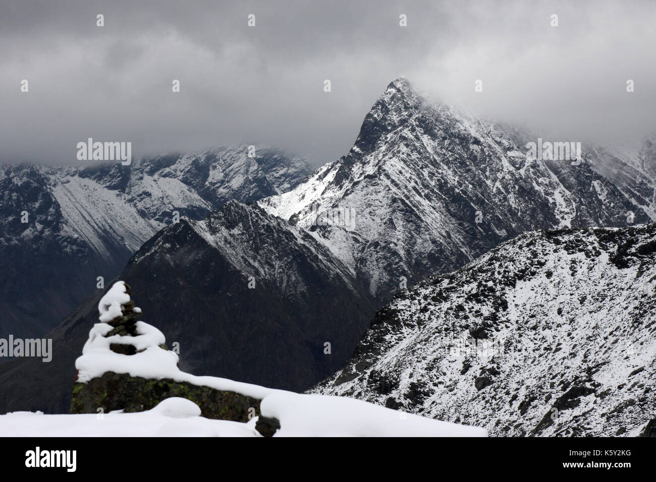 Schnee im Sommer, Stubaier Alpen, Österreich Stockfoto