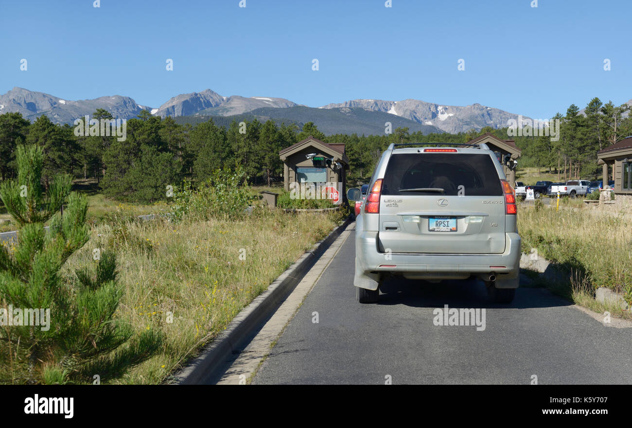 Eingang zum Rocky Mountain National Park, Estes Park, Colorado Stockfoto