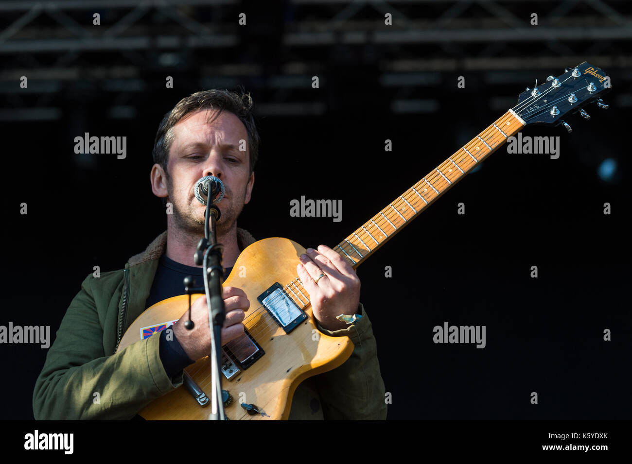 Thornhill, Schottland, Großbritannien - 1 September, 2017: Jan Scott Wilkinson des Englischen indie rock Band British Sea Power bei Tag 1 von elektrischen Feldern Festival Stockfoto