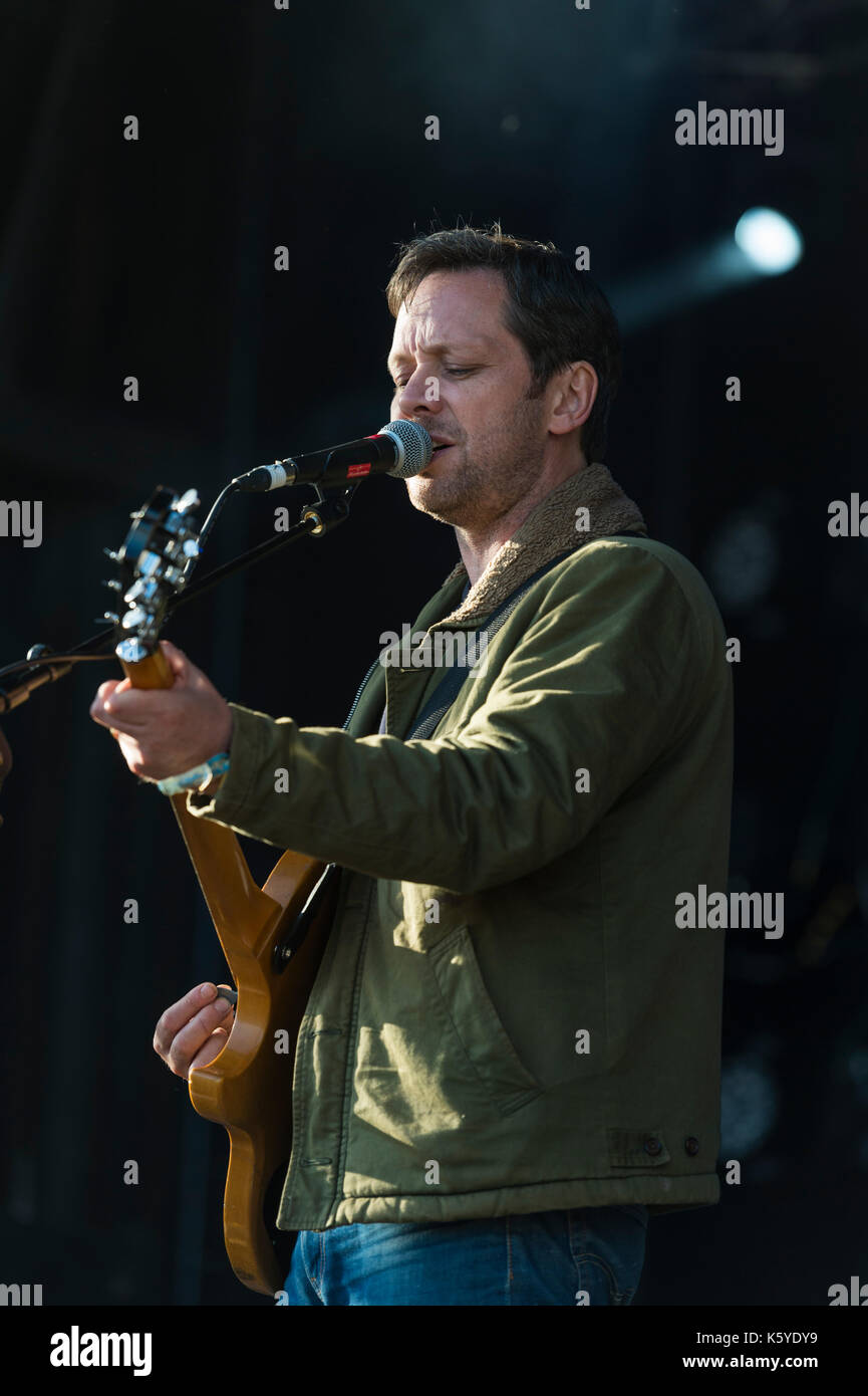 Thornhill, Schottland, Großbritannien - 1 September, 2017: Jan Scott Wilkinson des Englischen indie rock Band British Sea Power bei Tag 1 von elektrischen Feldern Festival Stockfoto