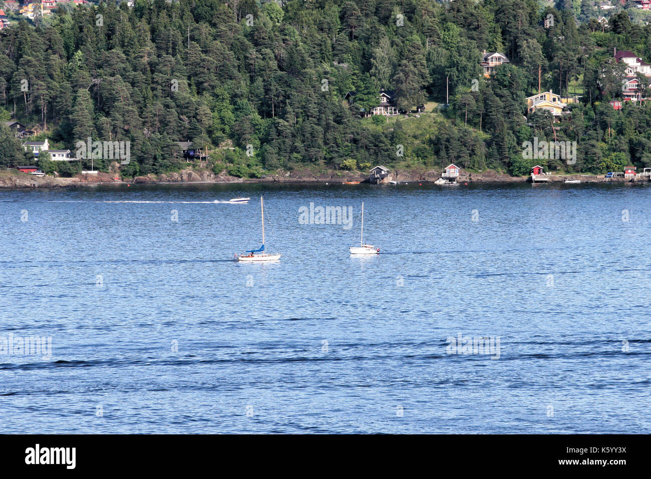 Oslofjord von hoved Insel in Oslo in Norwegen gesehen Stockfoto