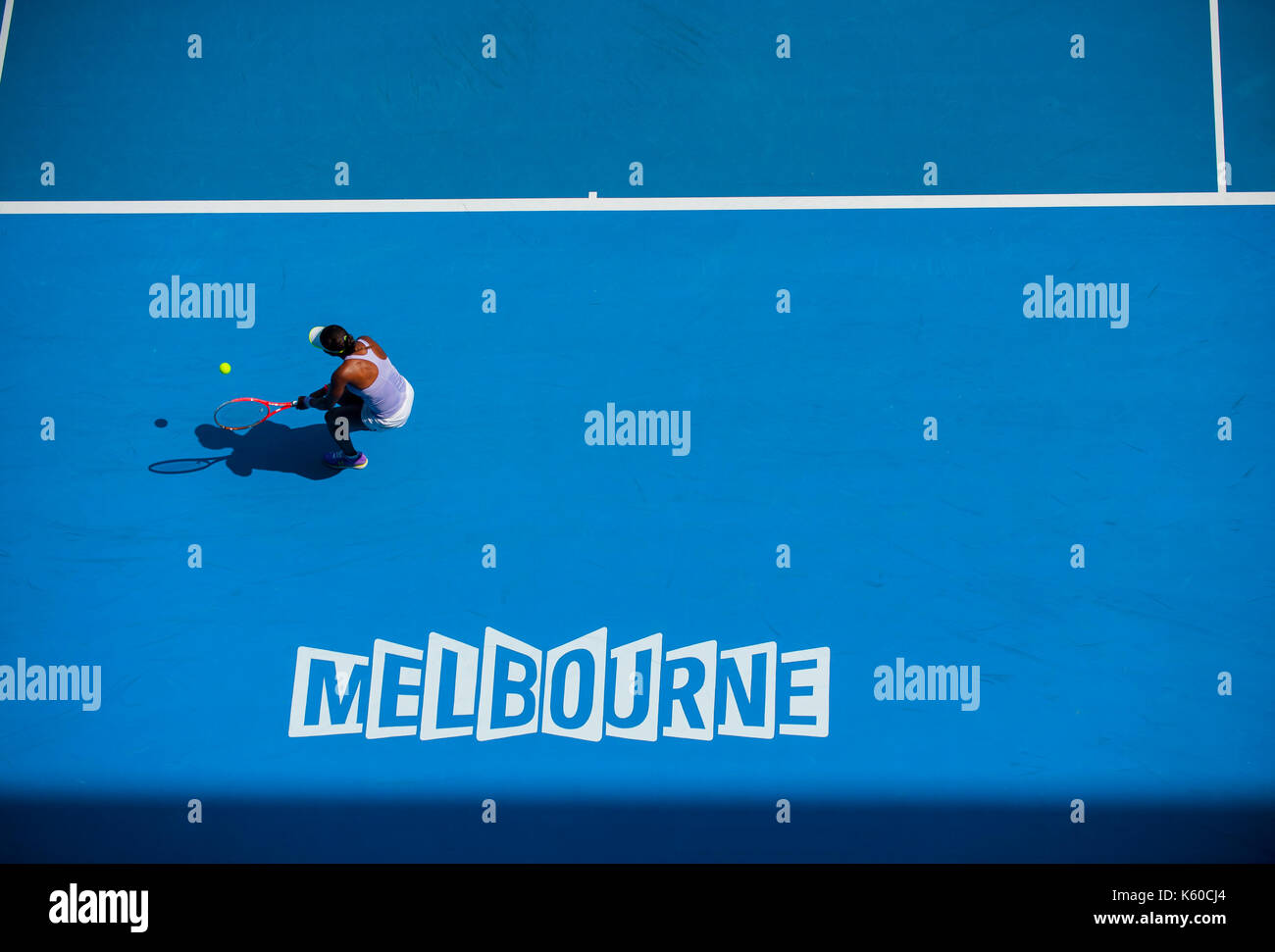 Sloane Stephens im Match Play an der Australian Open 2013 Grand Slam Tennis Turnier. Der Teenager besiegt Grand Slam Champion Serena Williams. Stockfoto