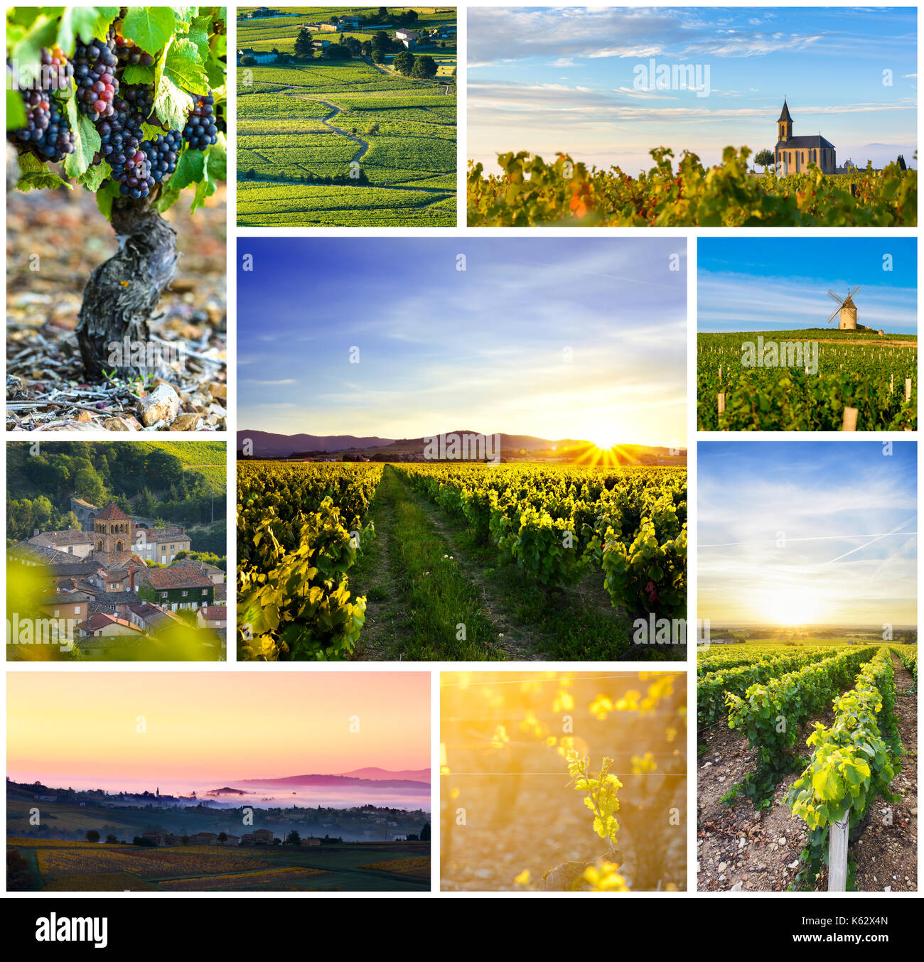 Beaujolais rechteckige travel Photo Collage Stockfoto
