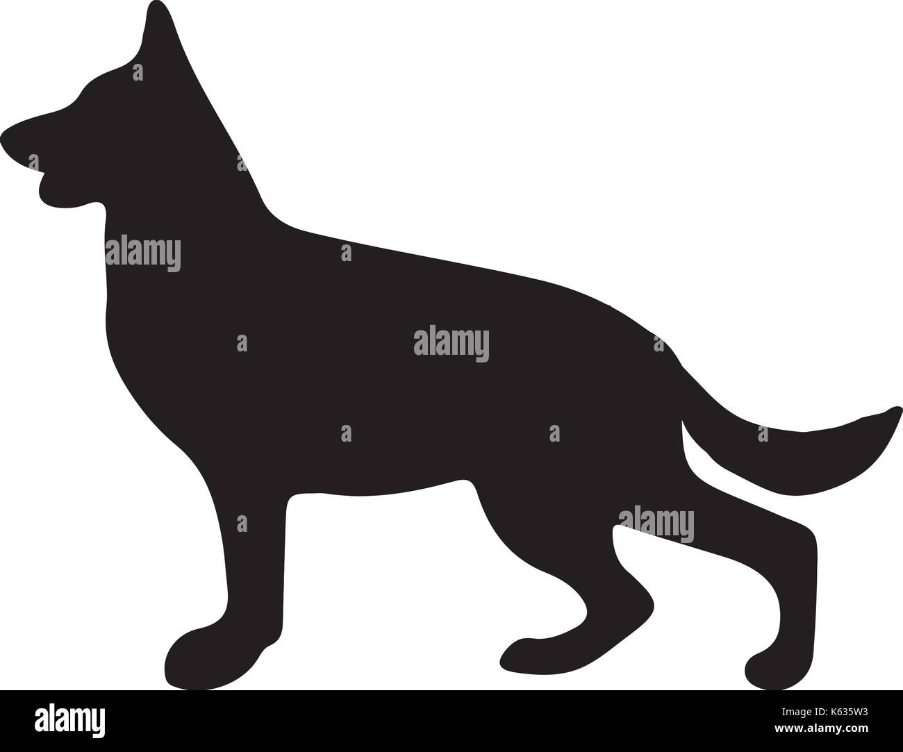 Silhouette eines Hundes. Vector Illustration der deutschen Schäferhund. Stock Vektor