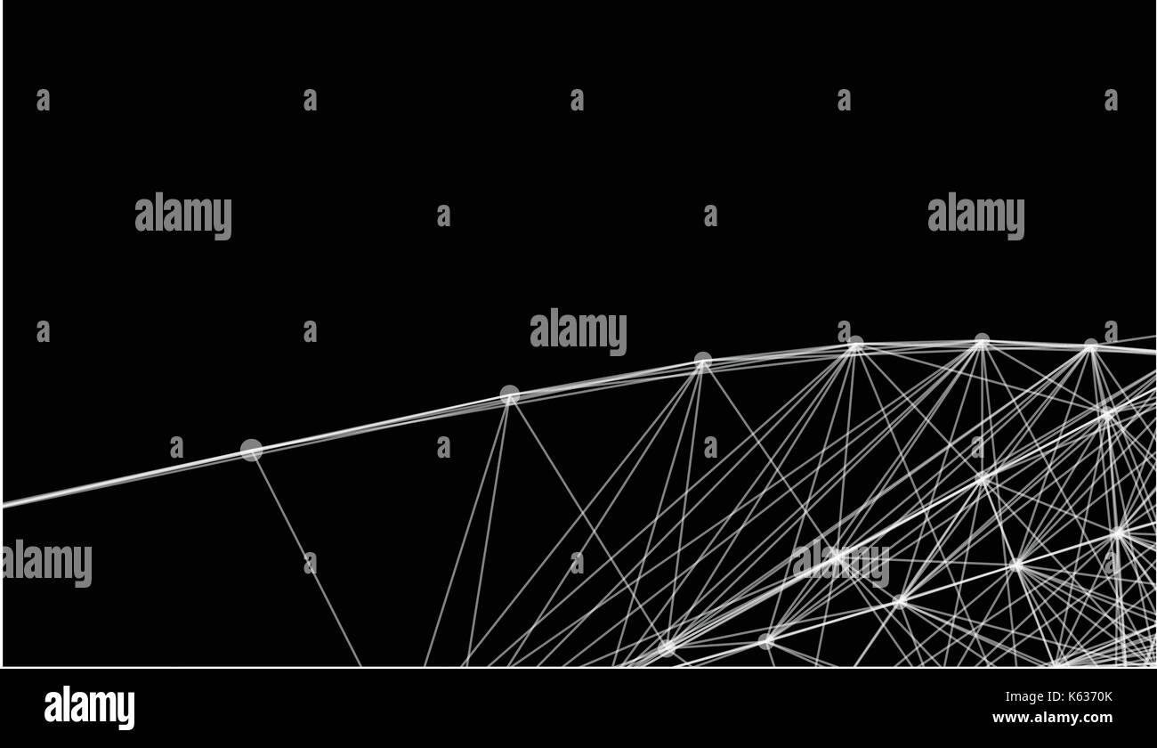 Abstrakte futuristischen Linien und Punkte Raster. Verflechtung Web, ein Netzwerk von Seilen, eine ungewöhnliche geometrische Schwarz und Weiß x-ray Vektor Muster. Stock Vektor