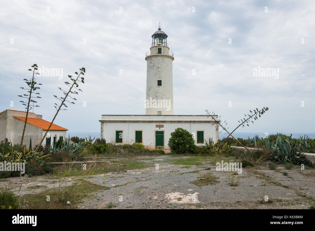 Leuchtturm auf der Spitze des Berges, La Mola Formentera Stockfoto