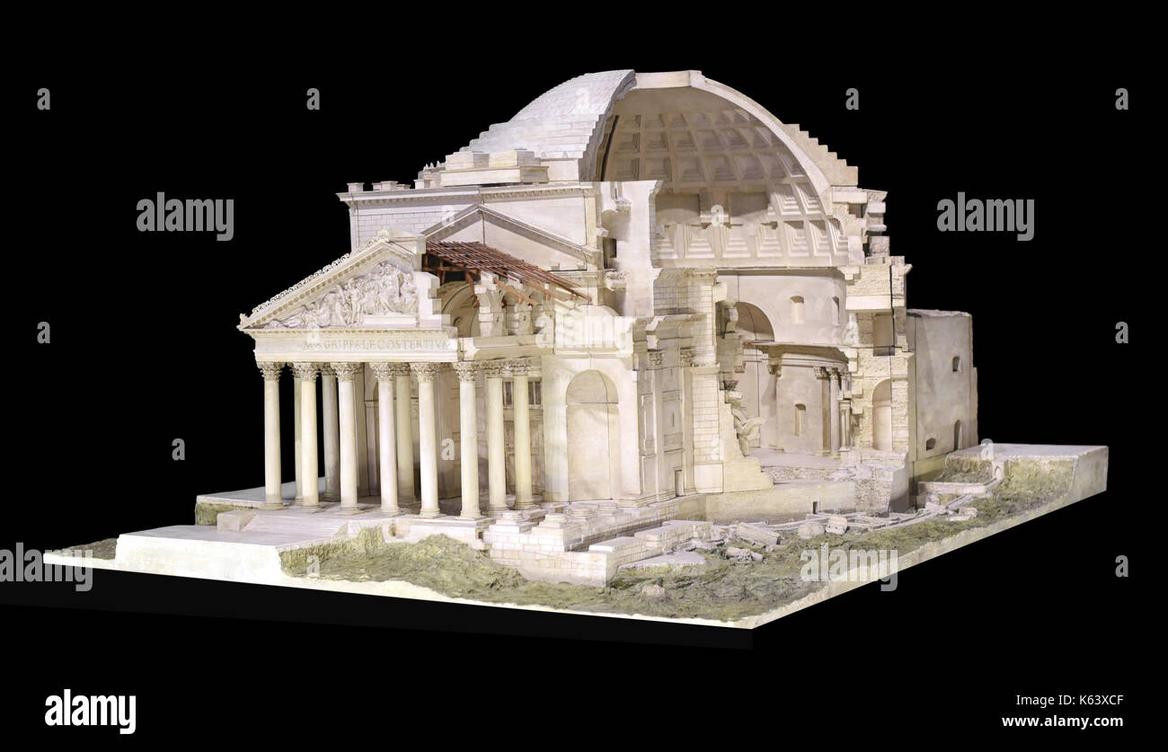 3d-Modell des Pantheon in Rom mit einem cutaway Teil enthüllt die innere Struktur dieser historische Sehenswürdigkeit Stockfoto