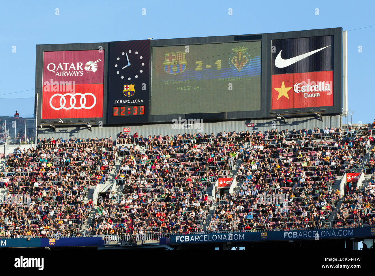 Fans im Camp Nou, Barcelona - 6/5/17 Barcelona gegen Villarreal Fußball-Liga. Stockfoto