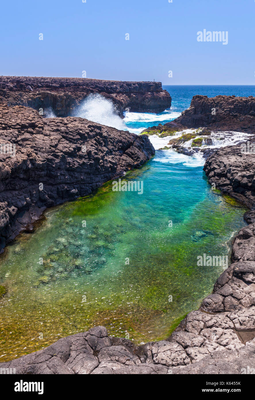 Kap Verde SAL Buracona natürliche Lava pools und Attraktion "Blaue Auge", Kap Verden Insel Sal, Kap Verde, Afrika Stockfoto