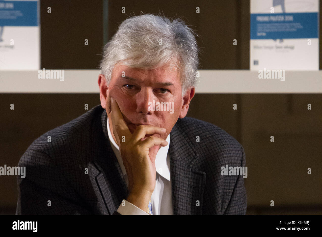 Torino, Italien. 11 Sep, 2017. Der amerikanische Schriftsteller William Finnegan während einer Konferenz. Credit: Marco Destefanis/Alamy leben Nachrichten Stockfoto