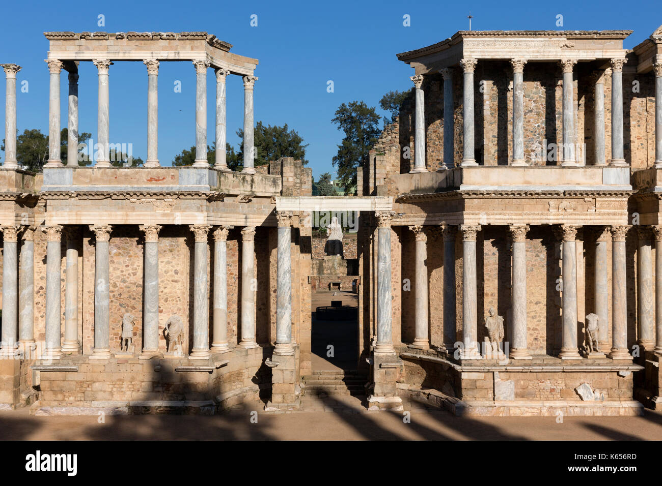 Roman Theater (1. Jh. v. Chr.). Merida. Provinz Badajoz. Spanien Stockfoto