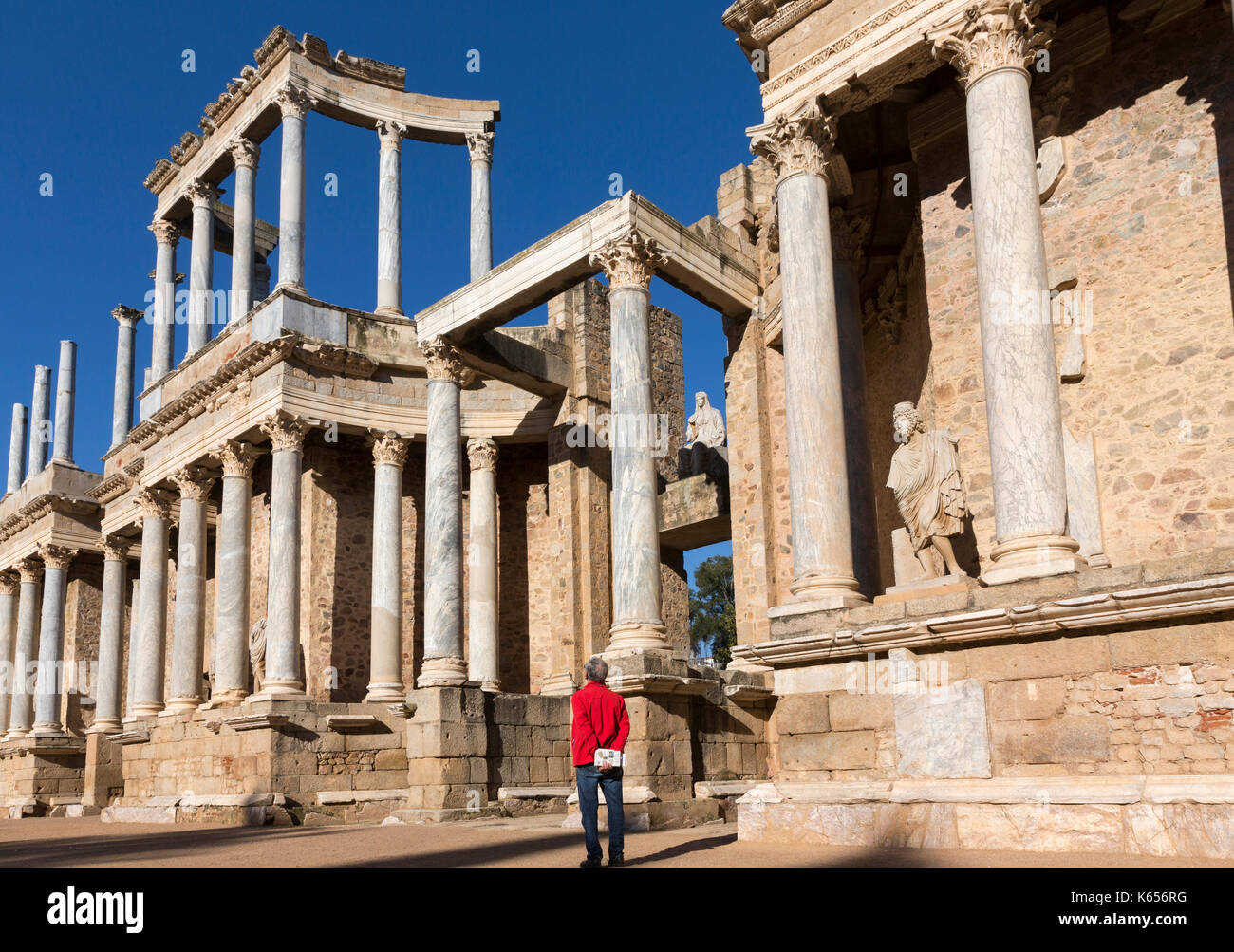 Roman Theater (1. Jh. v. Chr.). Merida. Provinz Badajoz. Spanien Stockfoto